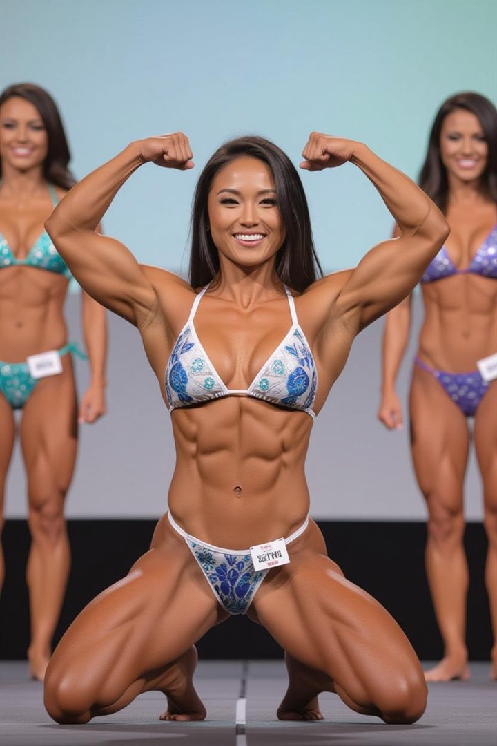 大会ステージの筋肉美女AIプレビュー